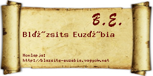Blázsits Euzébia névjegykártya